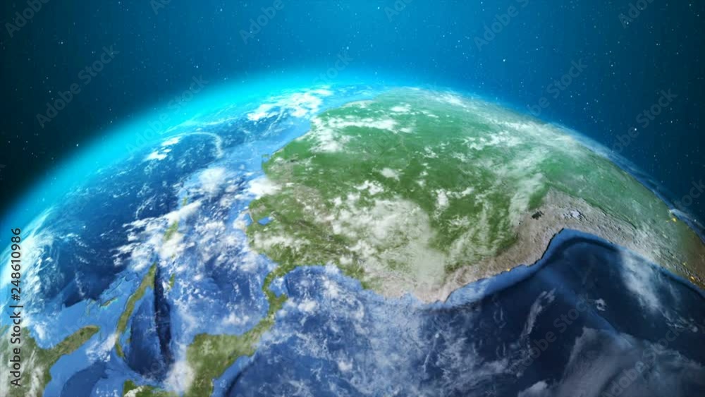 Poster 3d rendering globe spinning and orbit in the universe with lighting effect and dark grain processed 