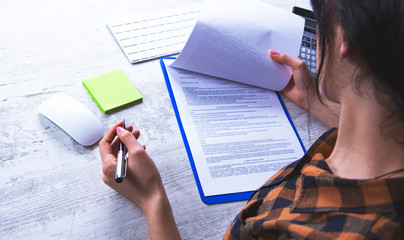 businesswoman and documents