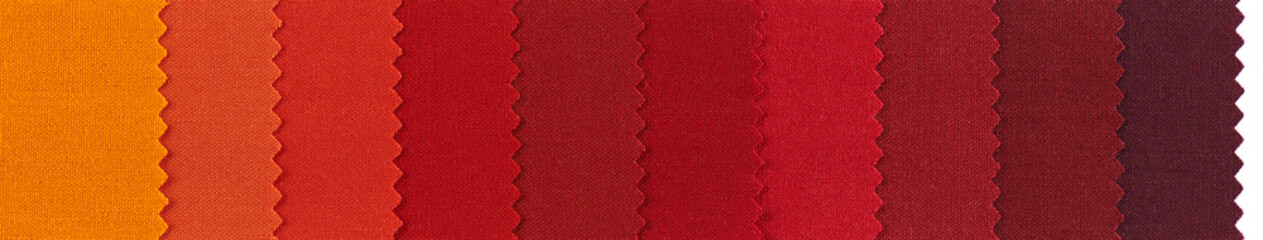 Samples of colorful cotton fabrics with zig zag edge row arranged