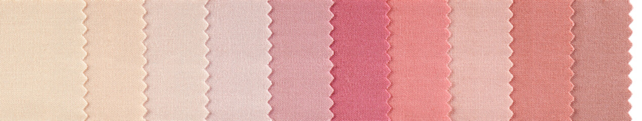 Samples of colorful cotton fabrics with zig zag edge row arranged