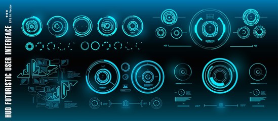 Dashboard display virtual reality technology screen. HUD futuristic green user interface, target