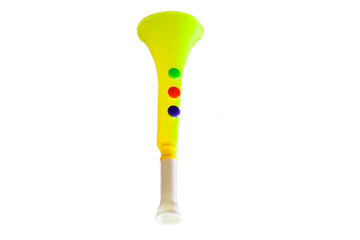 yellow children musical instrument pipe the plastic