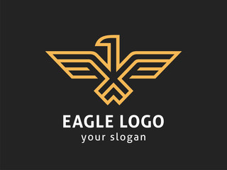 Eagle Abstract Logo design vector template Linear style.