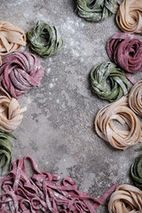 Tagliatelle tasty homemade colored pasta