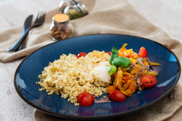 Andalusian fish, saffron rice with vegetables