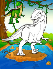 Coloring dinosaurs. Allosaurus. Coloring for kids.