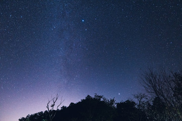 Fototapeta na wymiar Night sky Stars and Milky Way On the Moutain