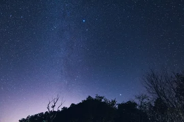 Fototapeten Night sky Stars and Milky Way On the Moutain © artrachen