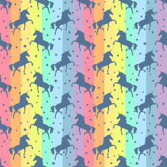 Obraz premium Colorful Unicorn. Magical animal rainbow seamless Pattern