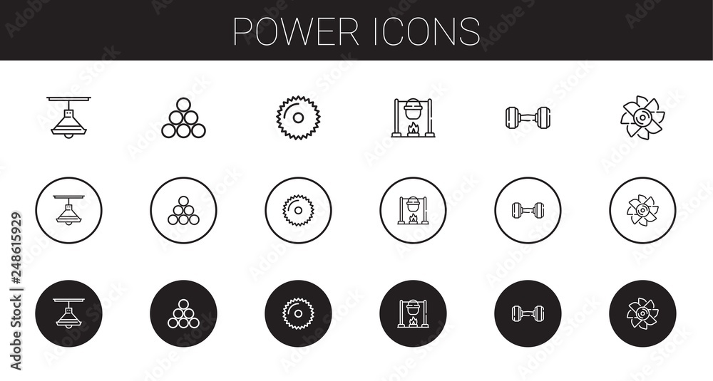 Sticker power icons set