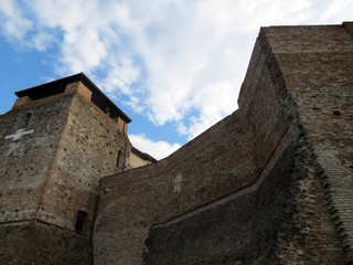 Powerful walls and towers of the medieval  fortress of Malatesta, Rimini, Italy.  This castle was built in the 15th century 