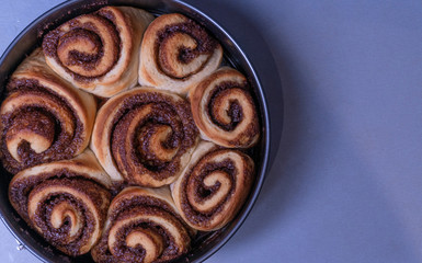 Cinnamon buns. Homemade cinnamon rolls.