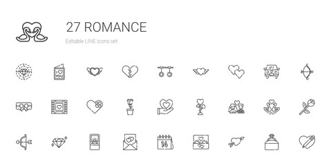 romance icons set