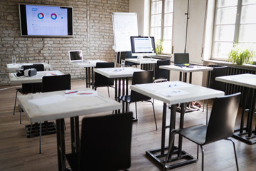 Interior of a modern bright classroom or office