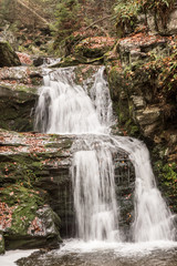 upper waterfall of Resovske vodopady waterfalls in Nizky Jesenik mountains in Czech republic