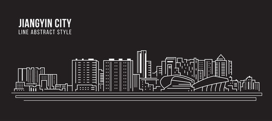 Cityscape Building Line art Vector Illustration design -  Jiangyin city
