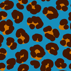 Fototapeta na wymiar Seamless leopard fur blue and orange pattern. Animal print.