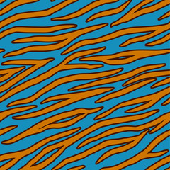 Blue and orange seamless pattern with stripes