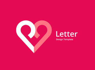 Letter P heart logo icon design template elements