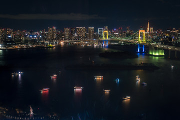Fototapeta na wymiar 東京湾の夜景　台場に集う船２