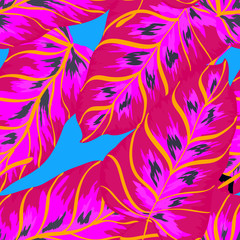 Tropical background with banana leaves. A seamless pattern with tropical leaves.