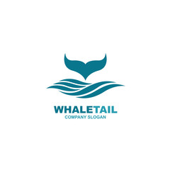 design with abstract symbol of whale tail and sea wave