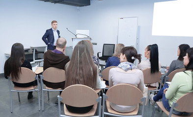 Fototapeta premium Speaker Giving a Talk at Business Meeting.