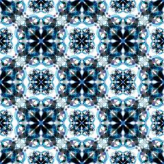 Watercolor mandala for textile seamless pattern, ceramic tiles and design. Oriental vintage round motif. Colorful painting kaleidoscope . Hand drawn abstract illustration, print, background.