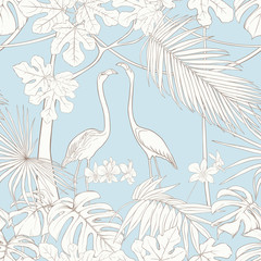 Seamless pattern, background. with tropical plants