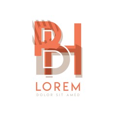HB natural logo design with pink orange and gray color that can be used for creative business and advertising. BH logo is filled with bubbles and dots, can be used for all areas of the company.