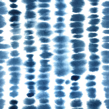 Abstract shibori indigo blue seamless watercolor pattern