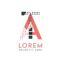 TA modern logo design with gray and pink color that can be used for creative business and advertising. AT logo is filled with bubbles and dots, can be used for all areas of the company.