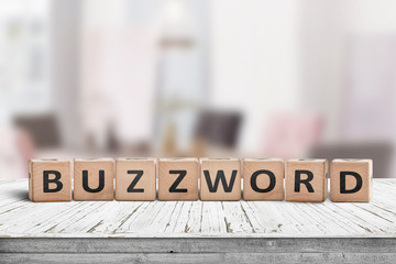 Buzzword made of wooden blocks on a table
