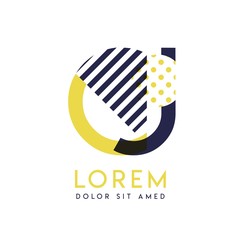 JC simple logo design with yellow and purple color that can be used for creative business and advertising. CJ logo is filled with bubbles and dots, can be used for all areas of the company.