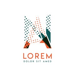 NA modern logo design with orange and green color that can be used for creative business and advertising. AN logo is filled with bubbles and dots, can be used for all areas of the company.