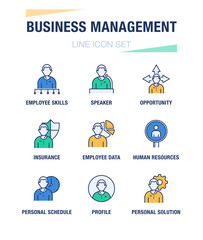 BUSINESS MANAGEMENT LINE ICON SET
