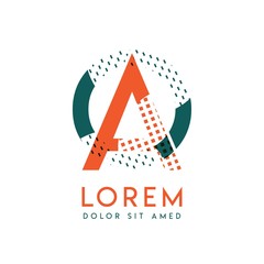 OA modern logo design with orange and green color that can be used for creative business and advertising. AO logo is filled with bubbles and dots, can be used for all areas of the company.
