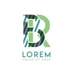 RB luxury logo design with green and dark green color that can be used for creative business and advertising. BR logo is filled with bubbles and dots, can be used for all areas of the company.