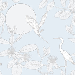 Seamless pattern, background. with tropical plants