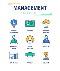 MANAGEMENT  LINE ICON SET