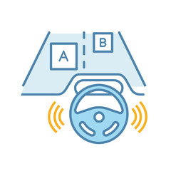 Autonomous car detecting objects color icon