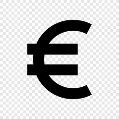Fototapeta premium Euro money icon on transparent grid