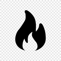 Fire icon vector on transparent grid
