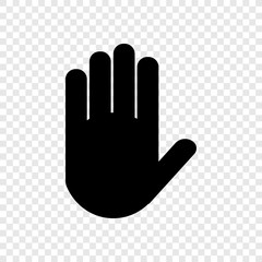 Hand icon vector on transparent grid