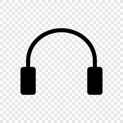 Headphone icon vector on transparent grid