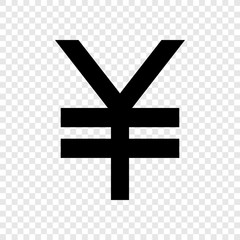 Yen icon vector on transparent grid