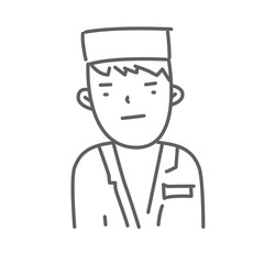 Serious doctor. Doodle vector illustration