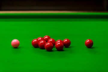Snooker ball on snooker table, Snooker or Pool game on green table, International sport