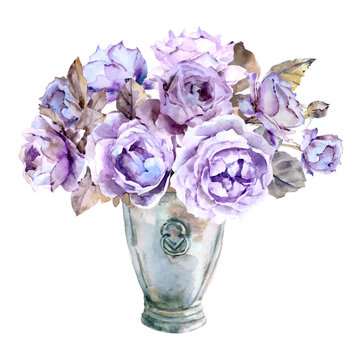 Lilac roses bouquet