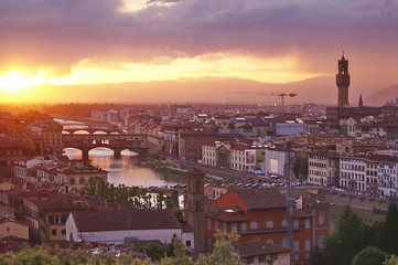 View of Florence at sunset, Italy